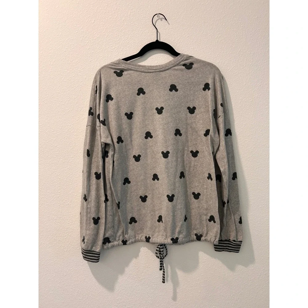 Disney Mickey Mouse Grey Crewneck Pullover Women's Medium Drawstring - Picture 6 of 6
